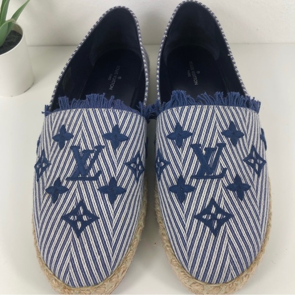 Authentic Louis Vuitton Sail Away Navy Striped & Fringe Espadrilles Size 7 - Picture 5 of 7